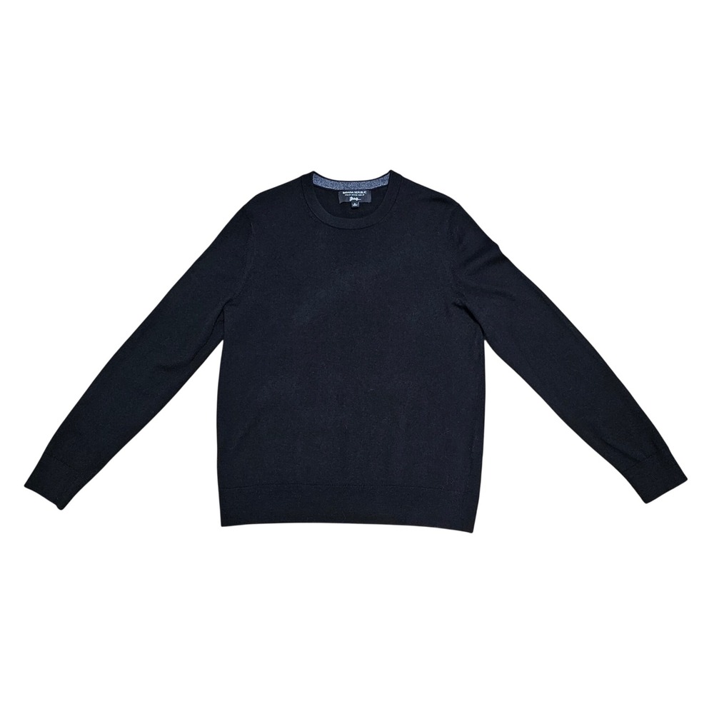 Banana Republic Italian Merino Yarn By Baruffa Men's Black Crewneck Sweater Sz M